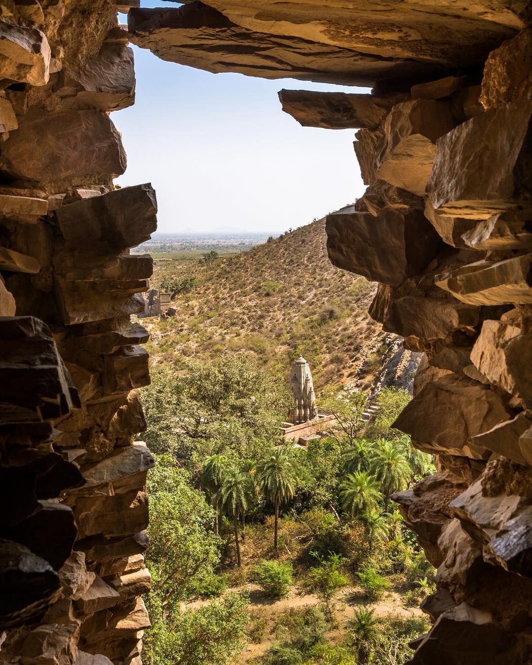 The outside view from the most haunted queens chamber in Bhangarh Fort. Its so b…