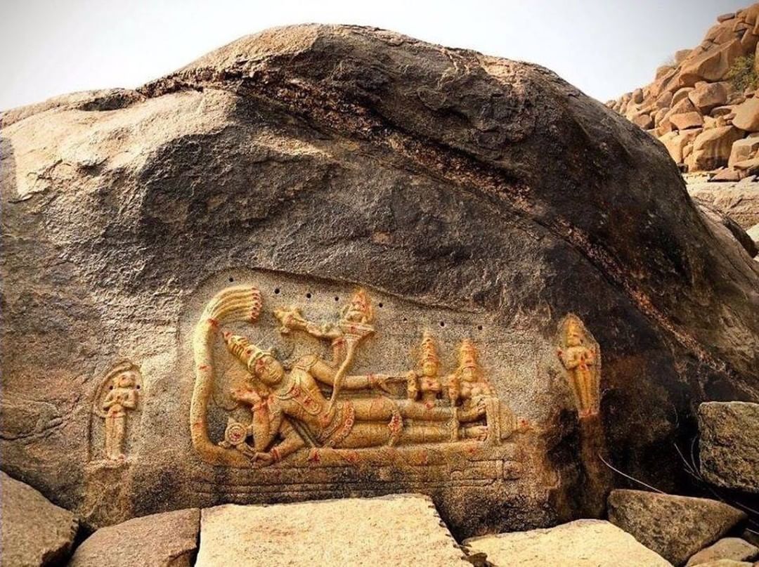 The Ancients Are Calling 

Sri Padmanabha carving at Koti Linga theertha, #Hamp…