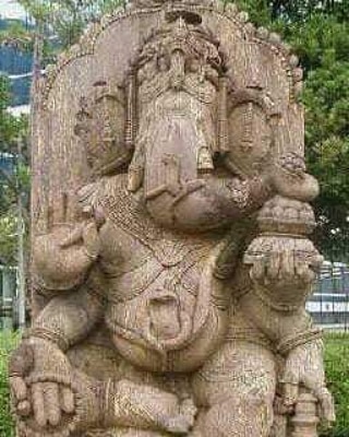Lord Ganesha known as Kankiten, Shoten, Shoden in Japan.Kankiten statue in front...
